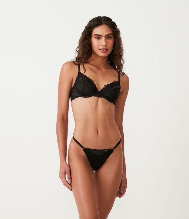 Soutien sin Copa en Tul con Bordado Floral Negro 2