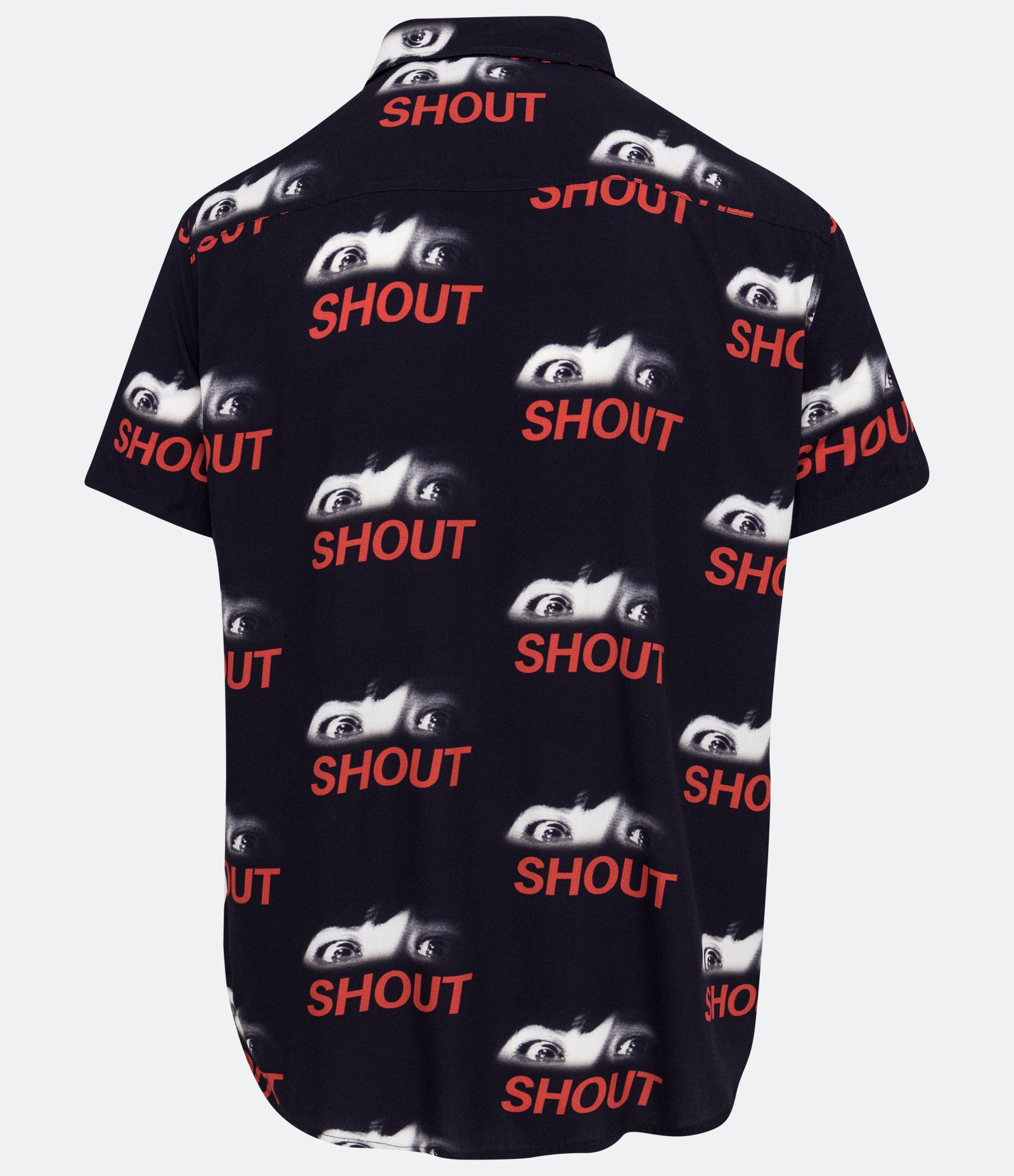 Camisa Manga Curta em Viscose com Estampa de Olhos Shout Preto 2