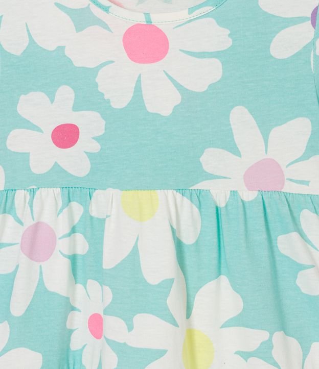 Vestido Marias Infantil con Estampado de Margaridas - Talle 5 a 14 años Azul 3