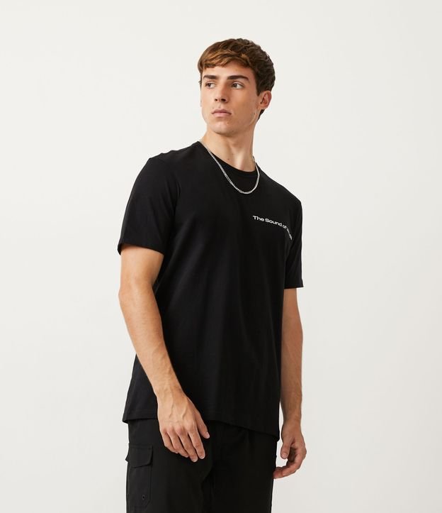 Remera en Algodón con Estampado Sound of Waves Negro 1