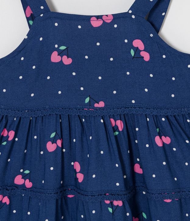Vestido Marias Infantil Estampado Cerezas - Talle 1 a 5 años Azul 3