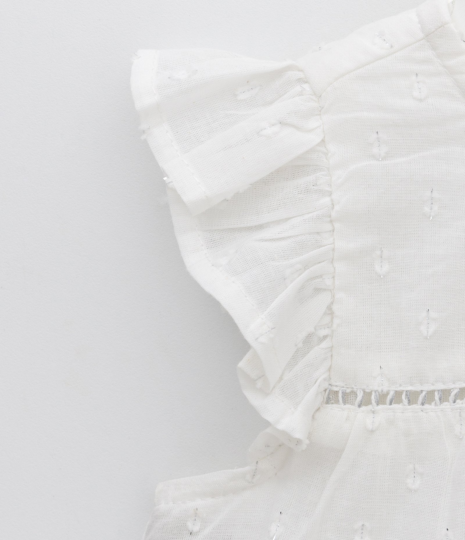 Vestido Infantil com Textura e Babadinhos nas Mangas - Tam 1 a 5 Anos Branco 4