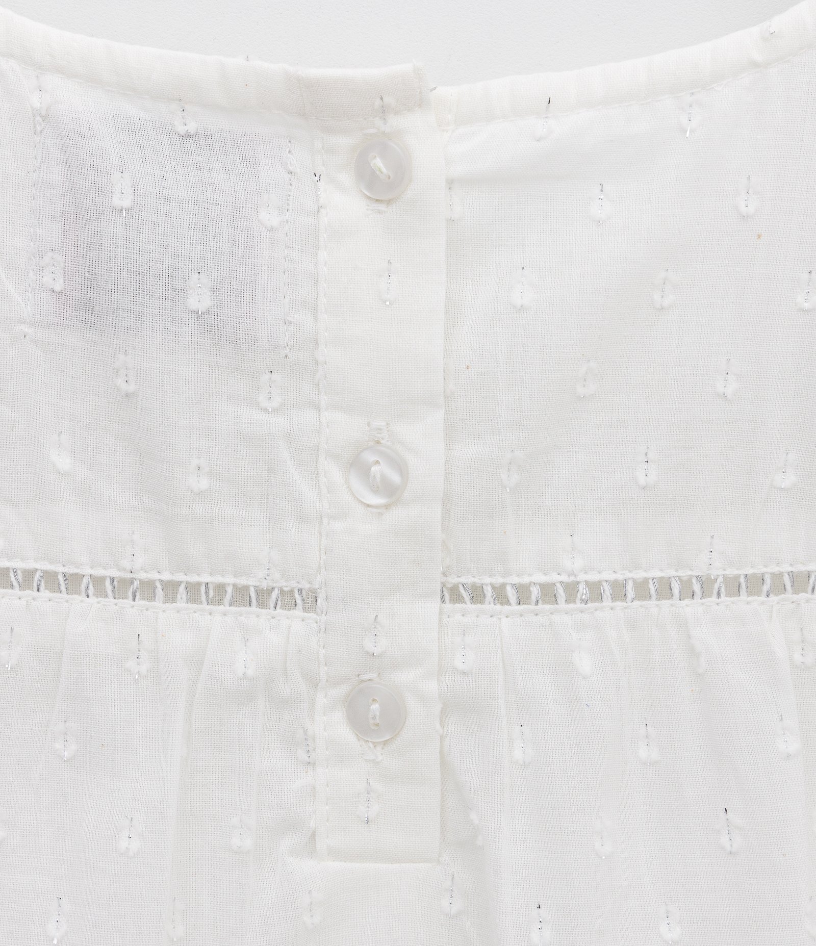 Vestido Infantil com Textura e Babadinhos nas Mangas - Tam 1 a 5 Anos Branco 5