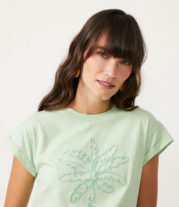 Blusa en Algodón con Cocotero Bordado Verde 5