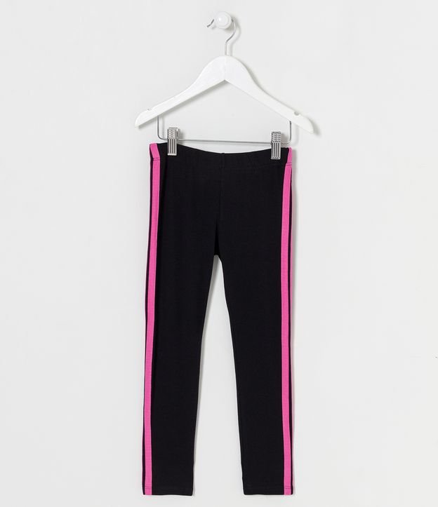 Pantalón Legging Infantil con Rayas Laterais - Talle 5 a 14 años Negro 1