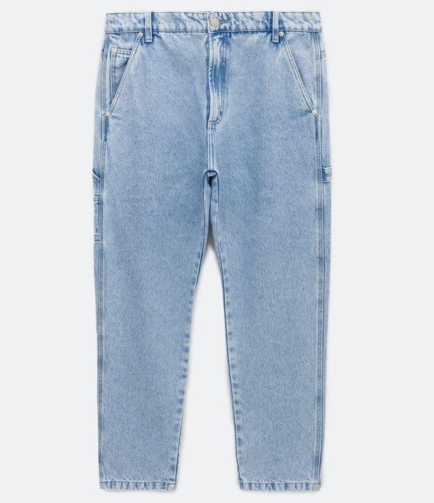 Pantalón Jeans Loose con Bolsillos Laterales Azul 8