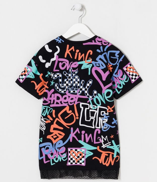 Blusa Infantil con Estampado en Grafitados - Talle 5 a 14 años Negro 2