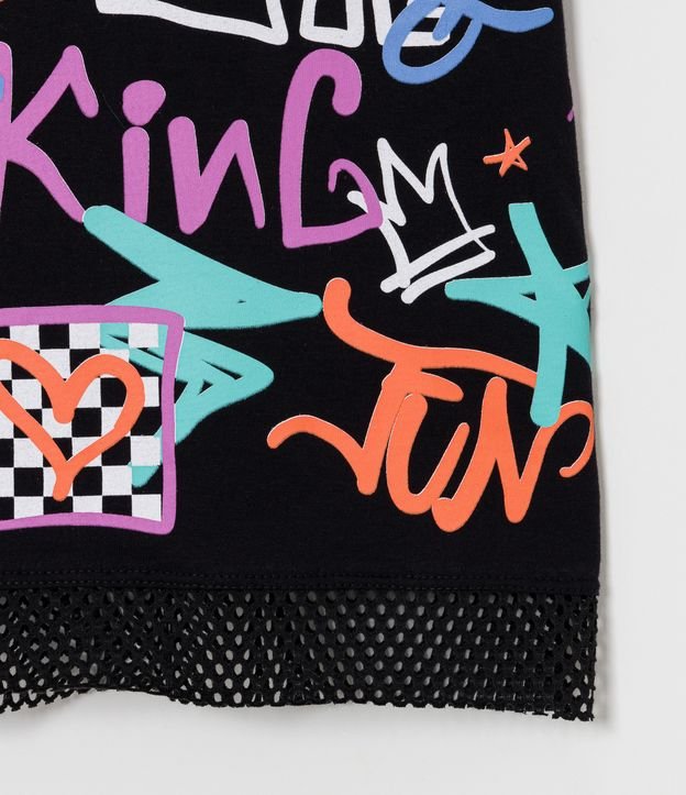 Blusa Infantil con Estampado en Grafitados - Talle 5 a 14 años Negro 4