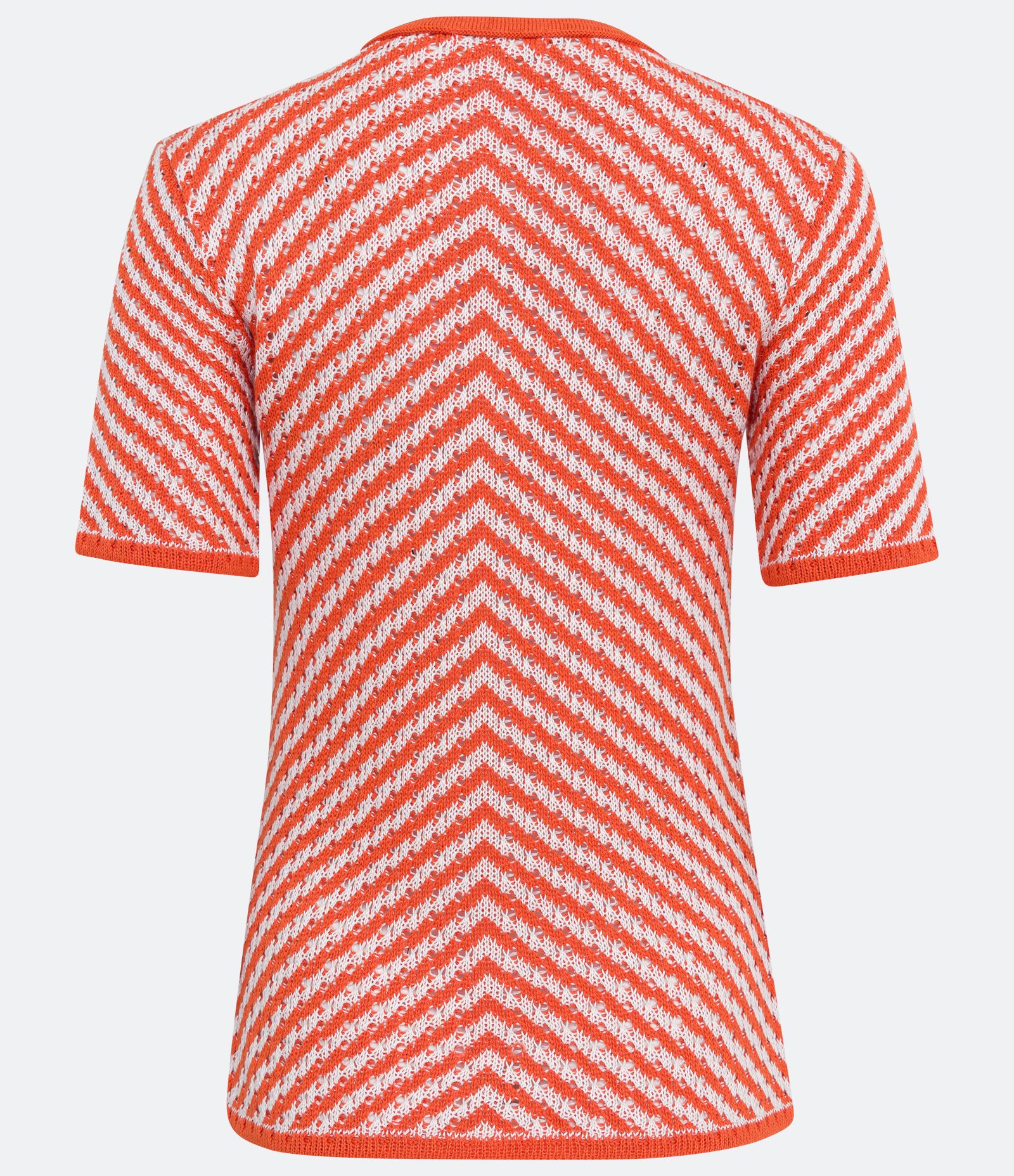 Blusa em Tricô com Listras Diagonais Laranja 6