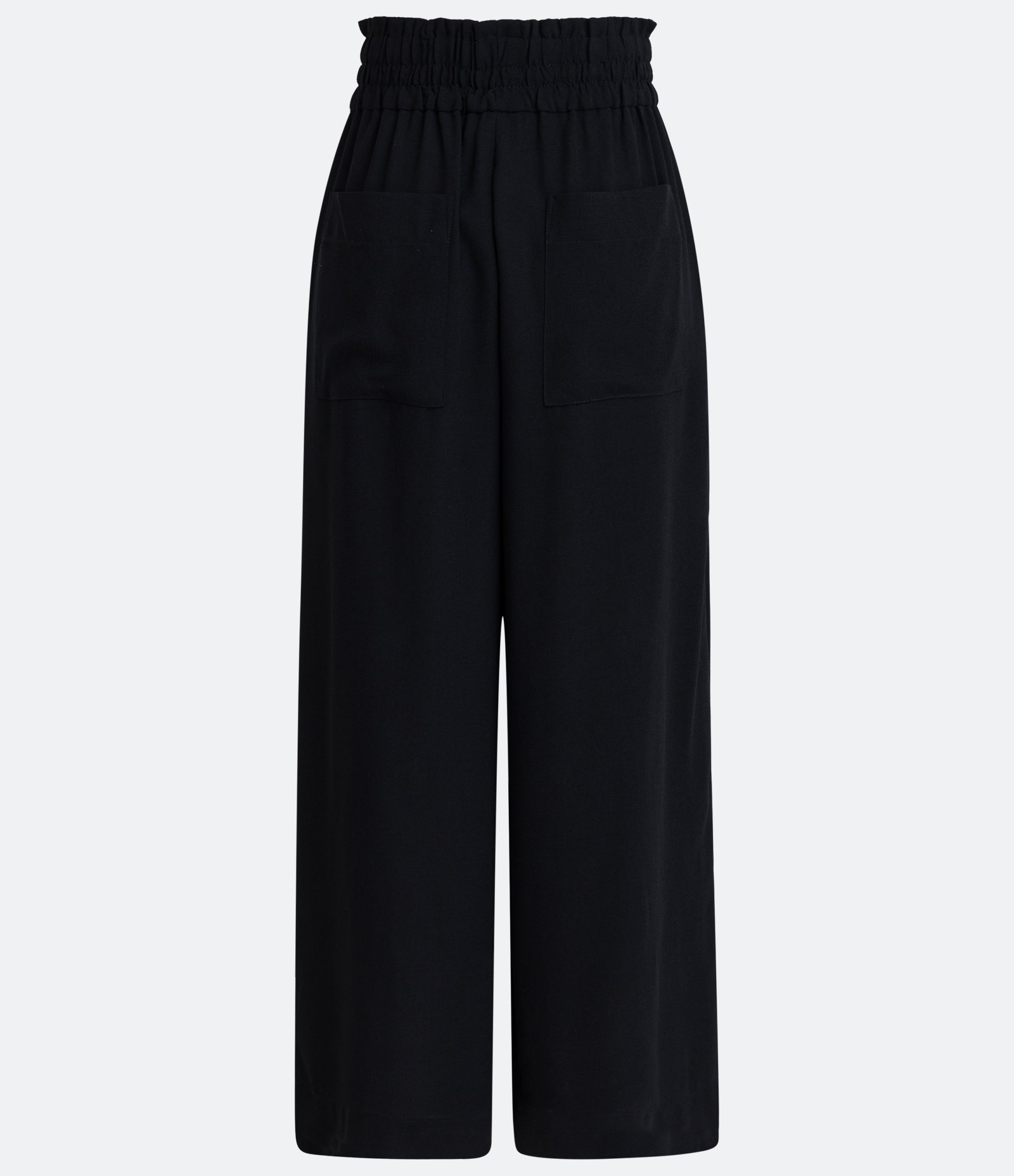 Calça Pantacourt com Elástico no Cós e Bolsos Quadrados Preto 2