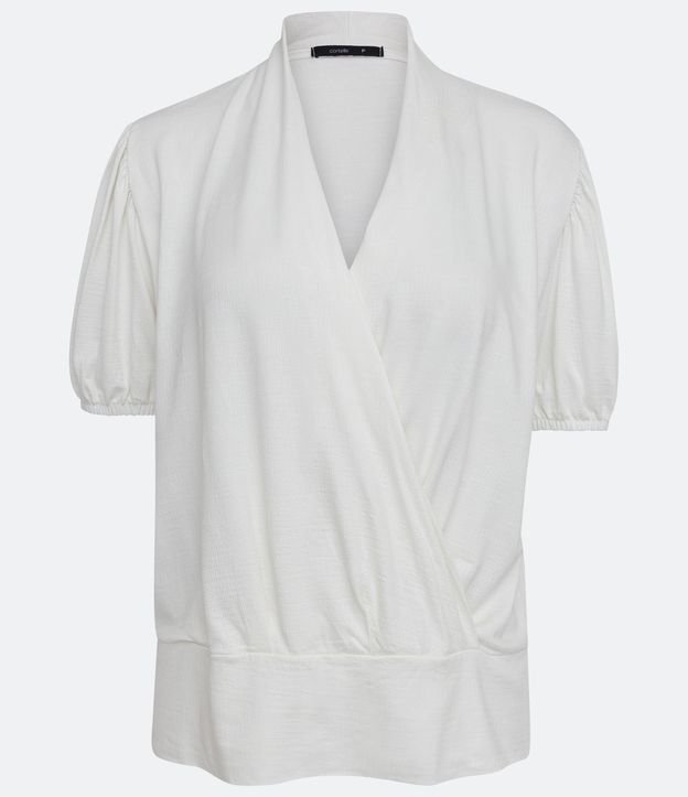 Blusa en Malla Texturizada con Cruce Delantero Blanco 5