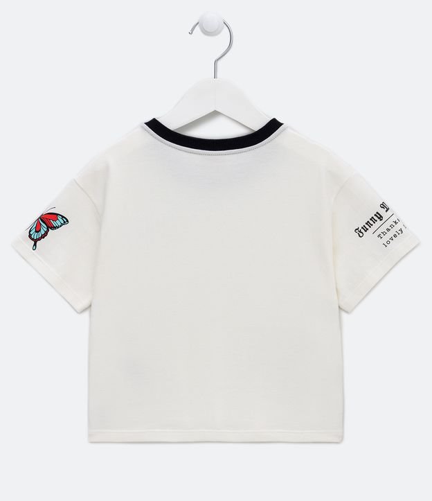 Blusa Cropped Infantil con Mariposa en la Manga - Talle 5 a 14 años Blanco 2