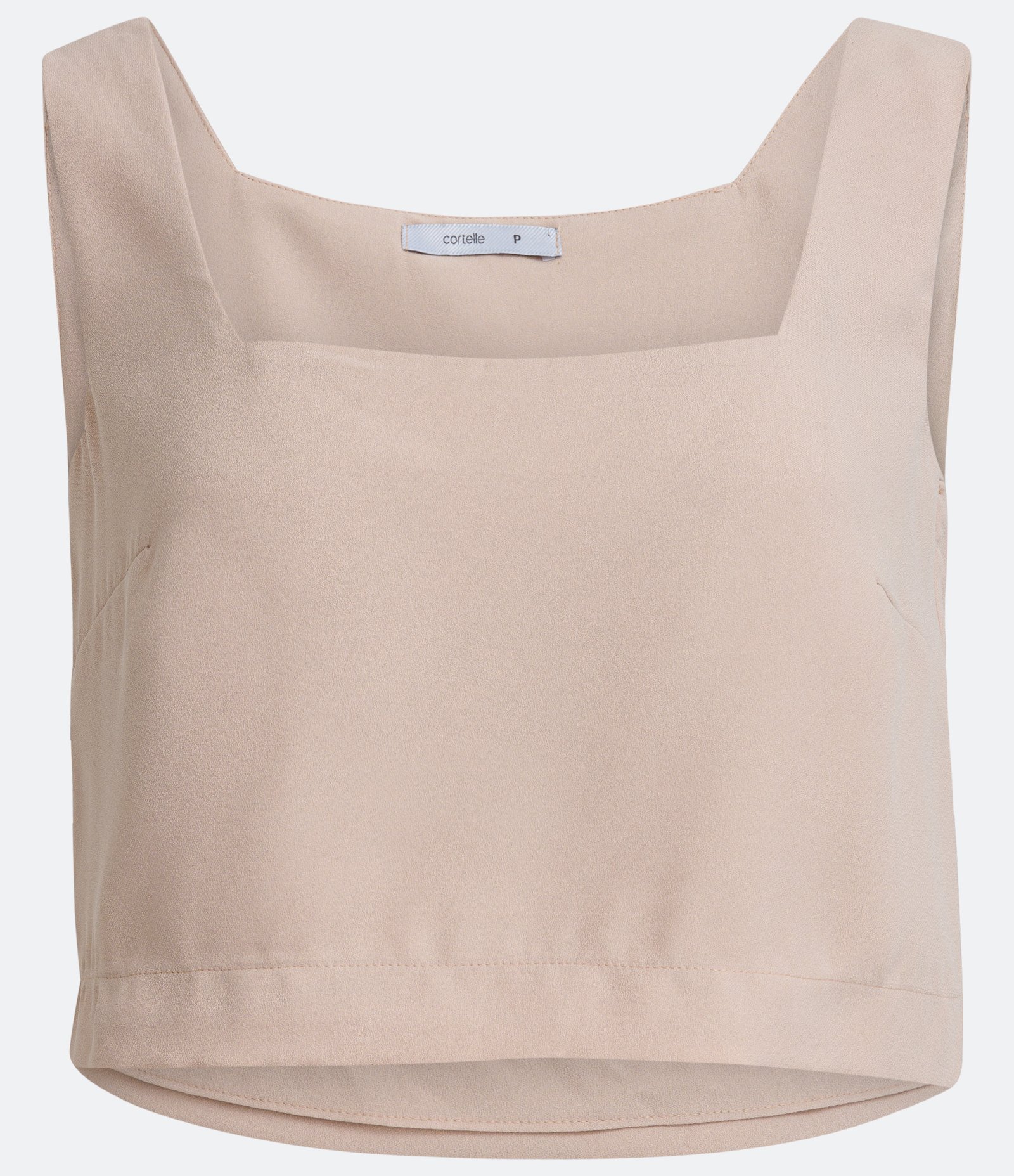 Blusa Cropped sem Manga com Decote Quadrados Bege 5