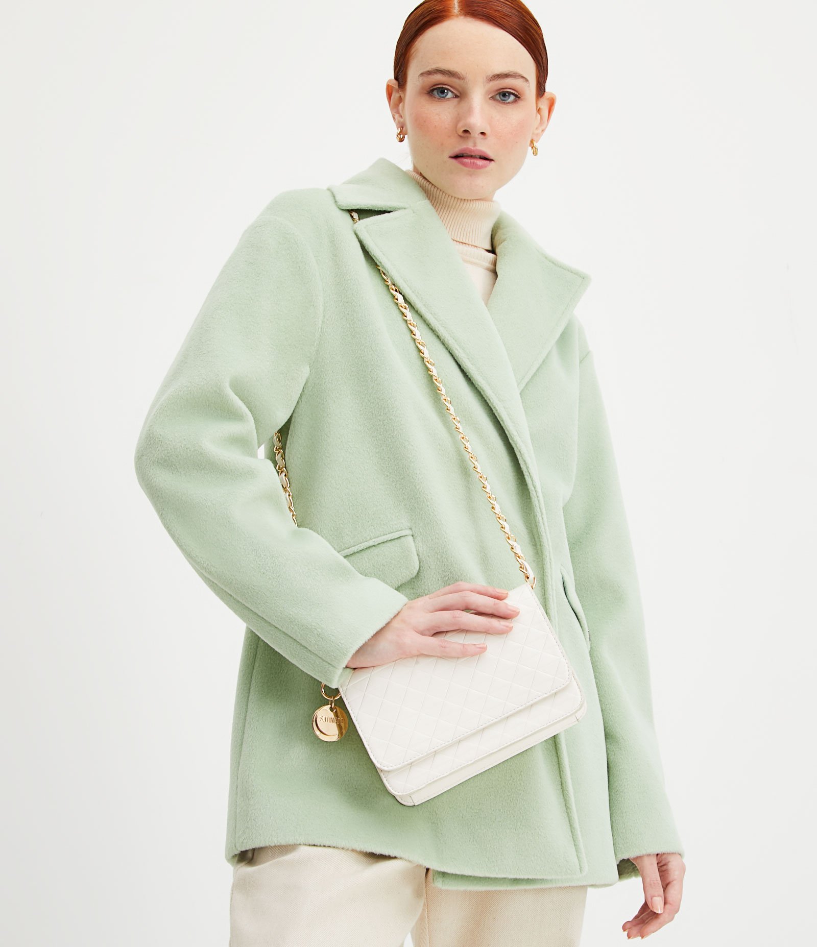 Bolsa Estruturada em Matelassê com Alça de Corrente Off White 1