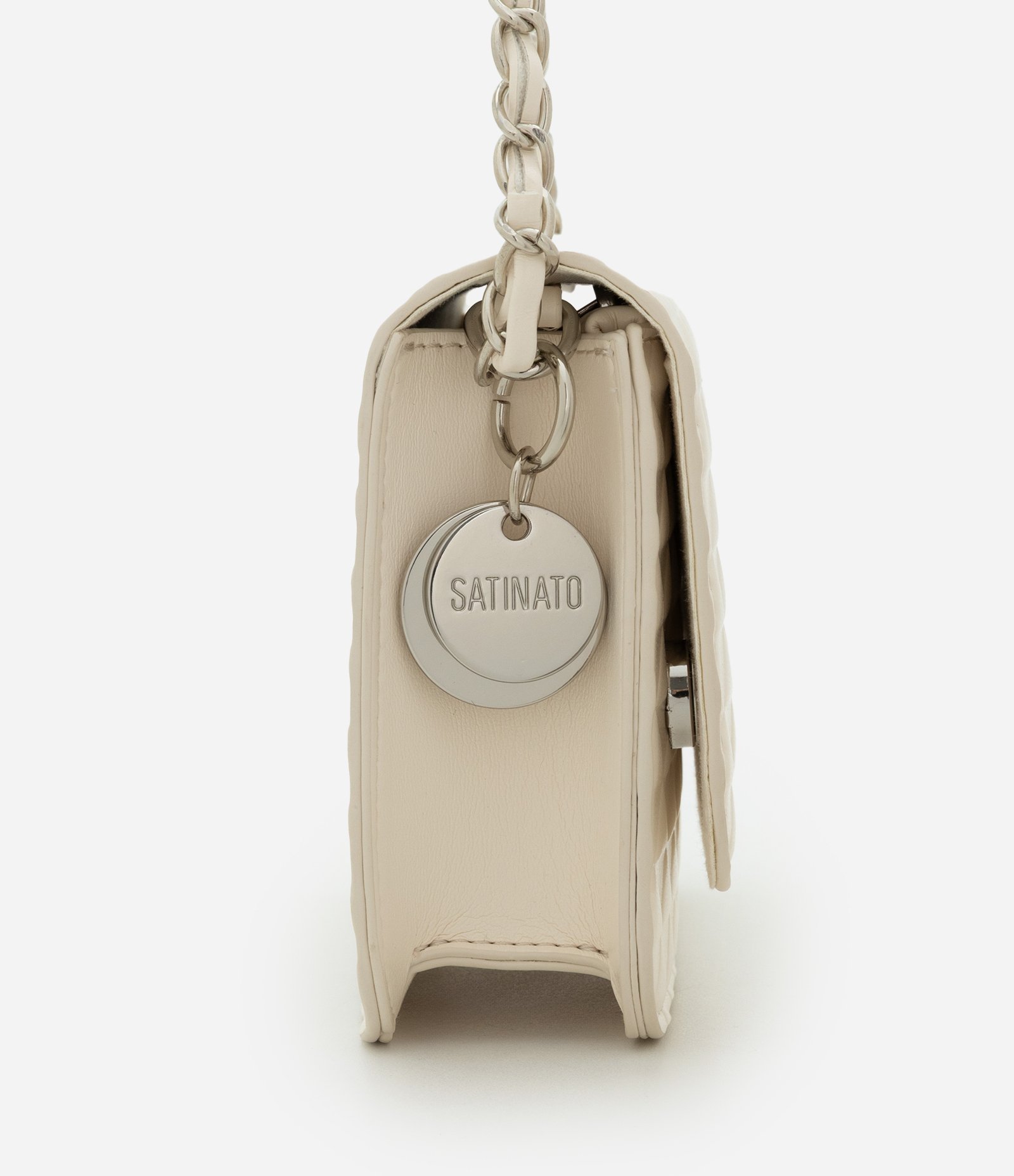 Bolsa Estruturada em Matelassê com Alça de Corrente Off White 3