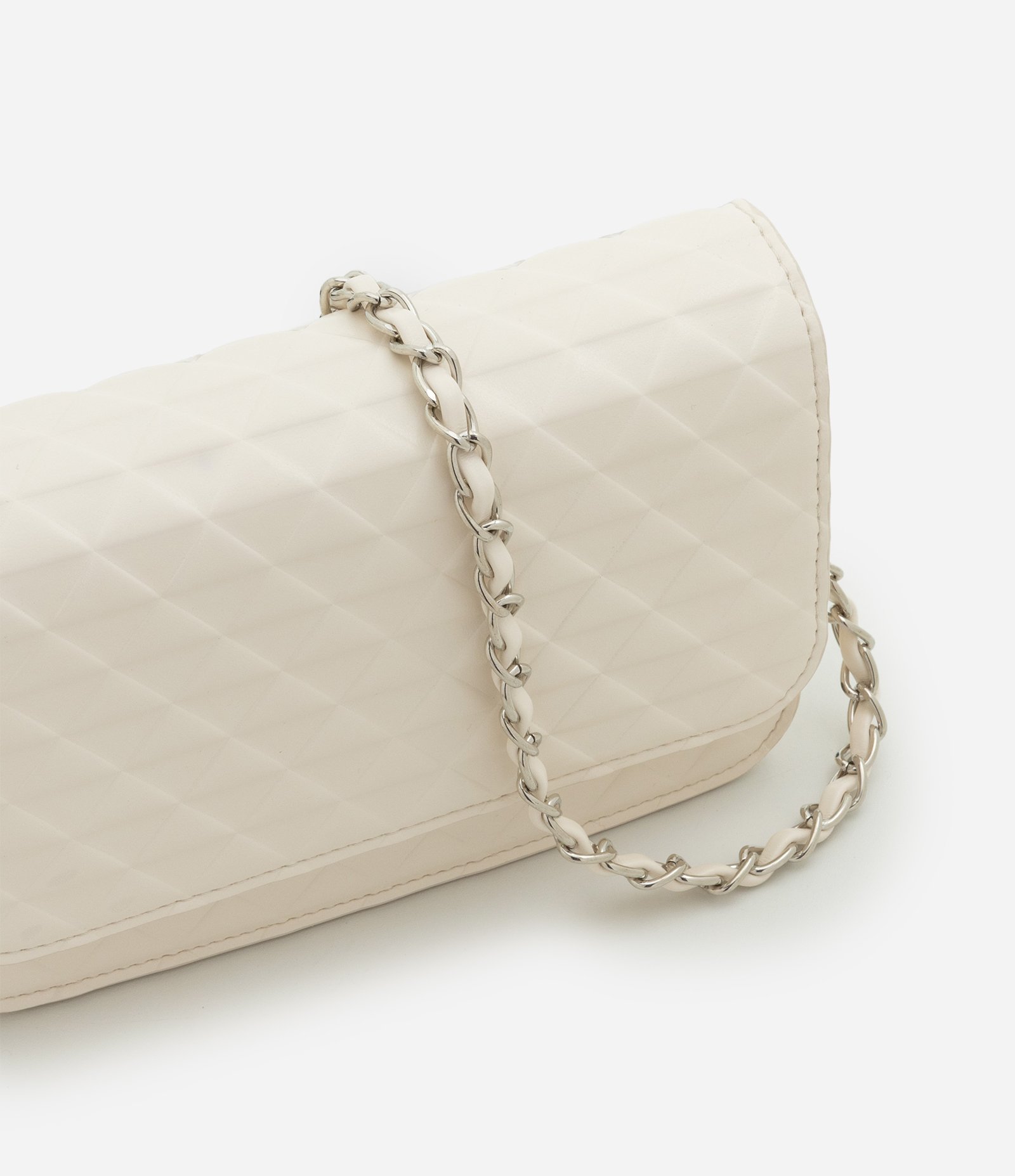 Bolsa Estruturada em Matelassê com Alça de Corrente Off White 5