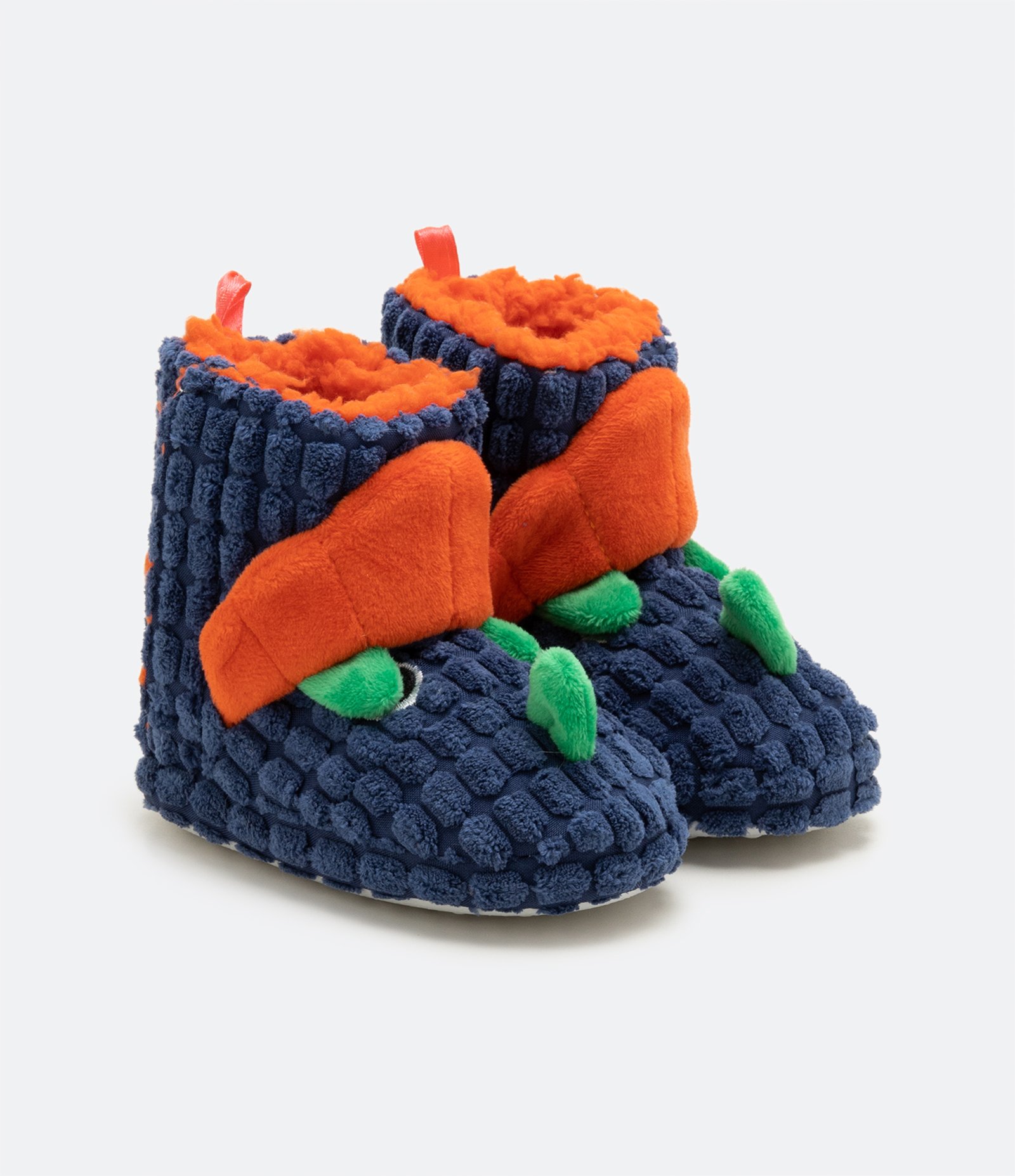 Pantufa Bota Infantil com Textura e Bordado de Dino 3D - Tam 19/20 ao 27/28 Azul 1