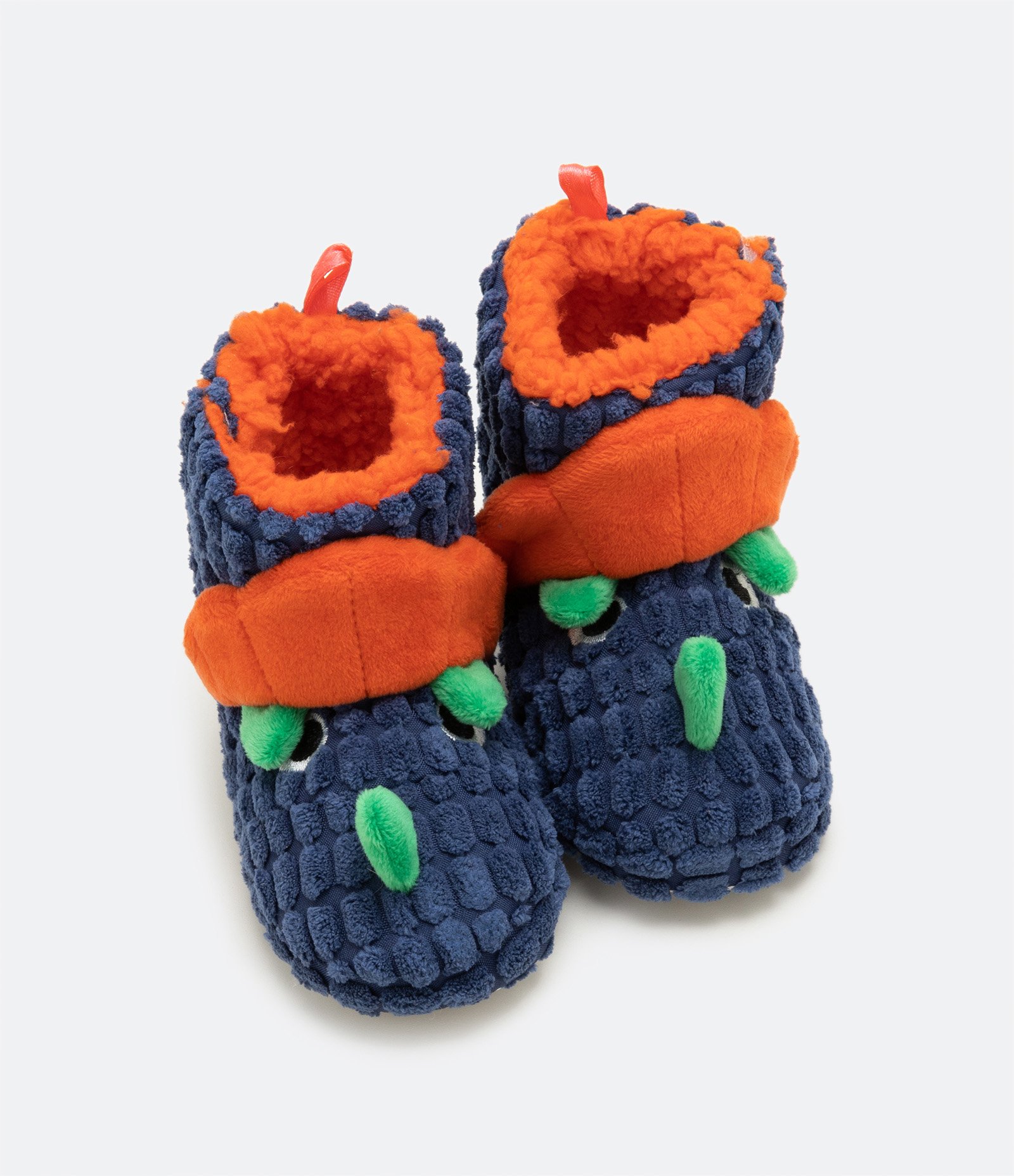 Pantufa Bota Infantil com Textura e Bordado de Dino 3D - Tam 19/20 ao 27/28 Azul 3