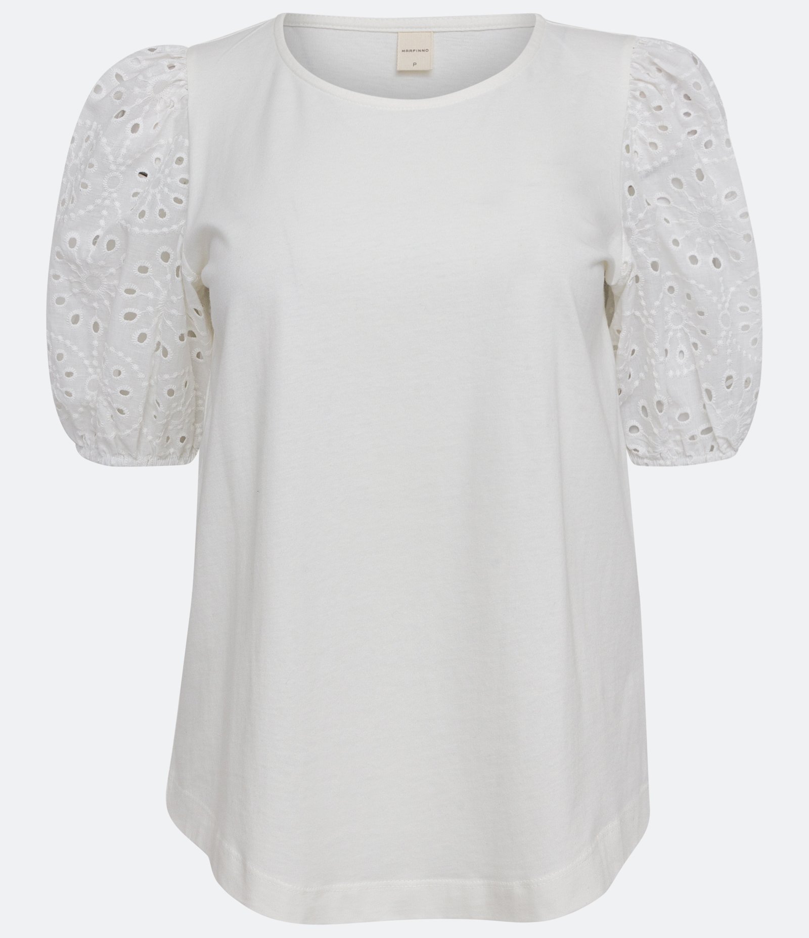 Blusa em Algodão com Manga Bufante em Laise Branco 5