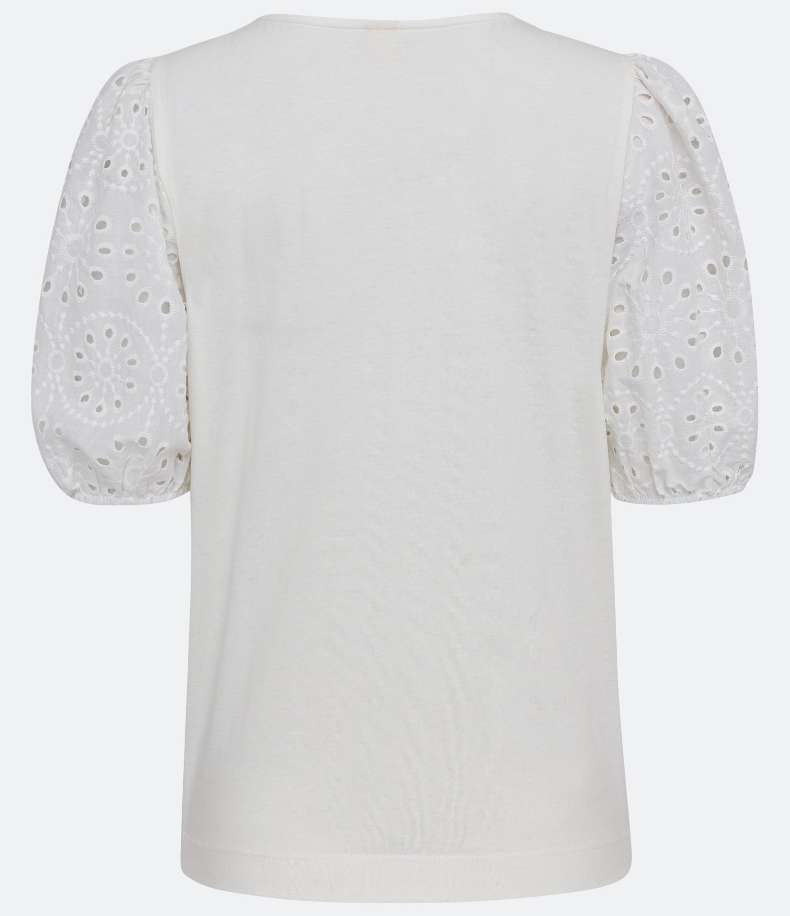 Blusa em Algodão com Manga Bufante em Laise Branco 6