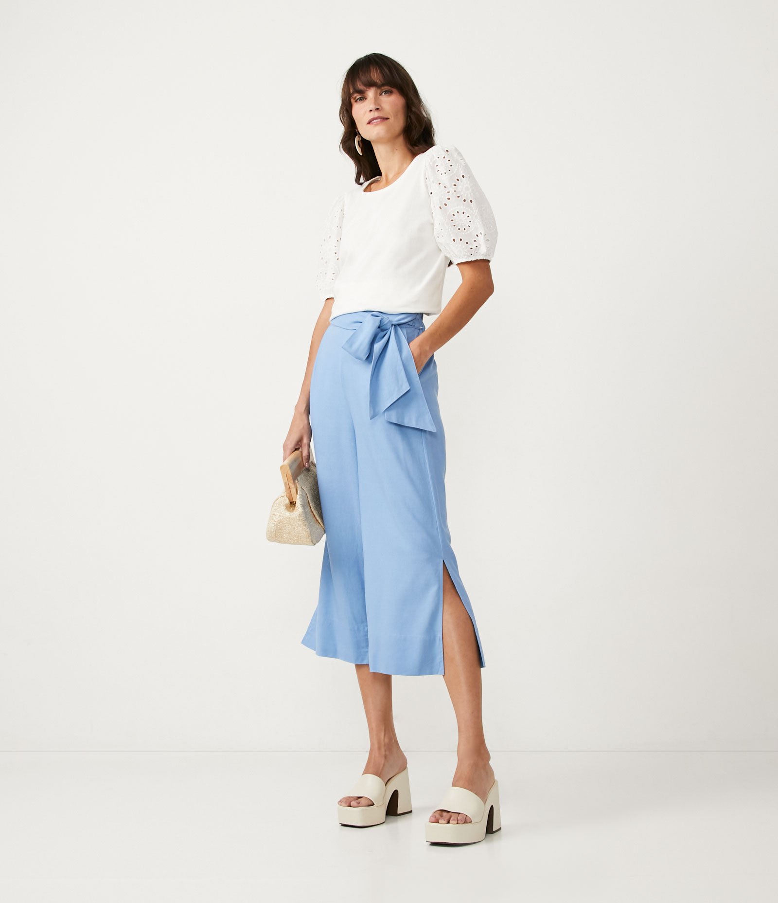 Blusa em Algodão com Manga Bufante em Laise Branco 2