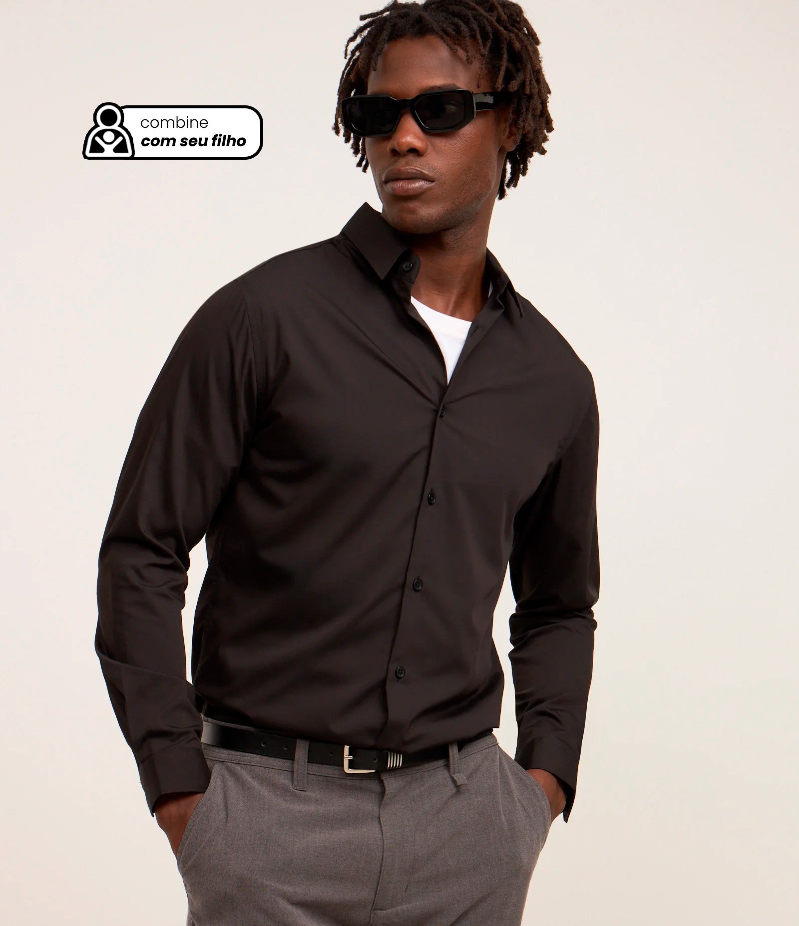 Camisa Slim em Fibra de Bambu Preto 1