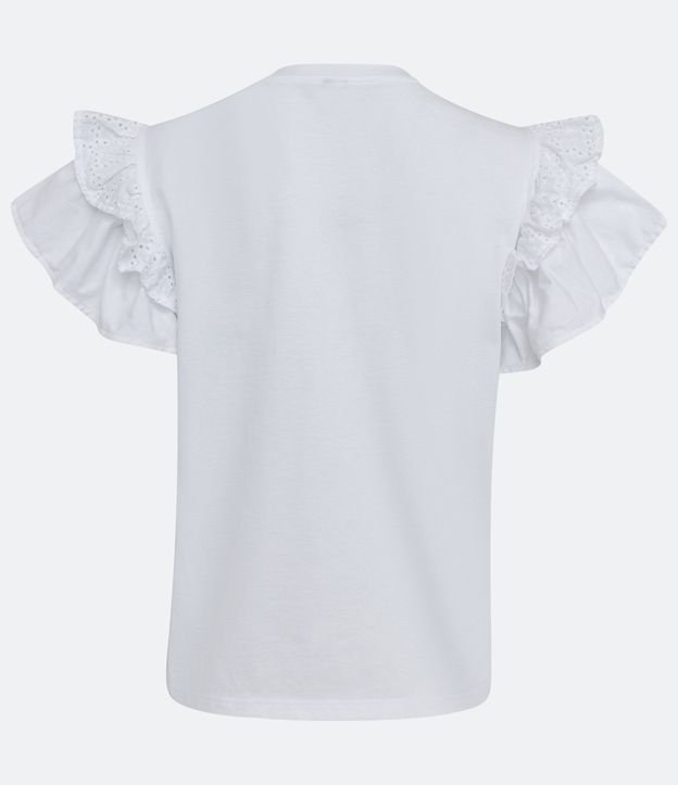 Blusa en Algodón con Detalle en Laise en la Manga y Volados Blanco 7