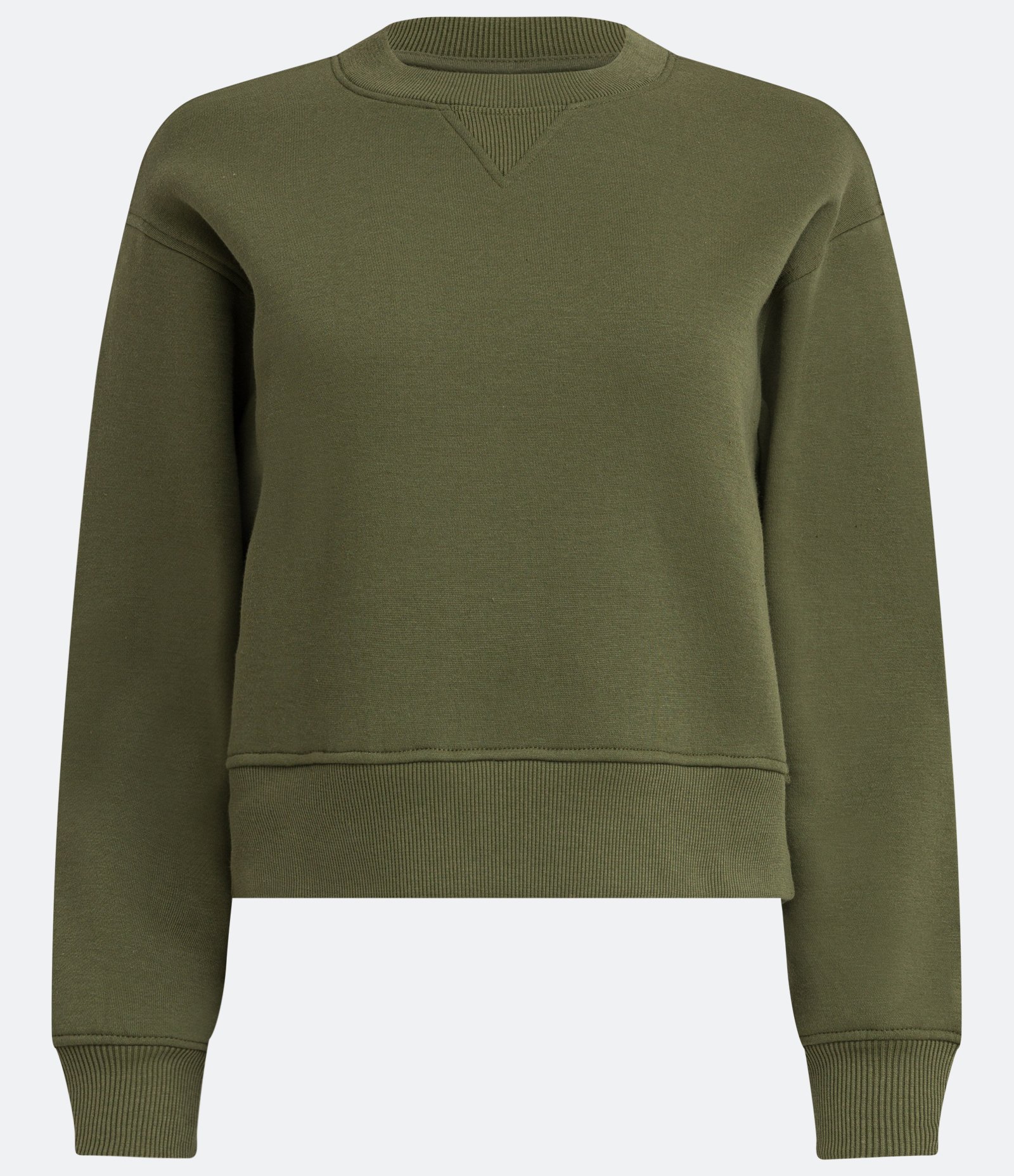 Blusão Cropped Básico em Moletom com Gola Redonda Verde 1
