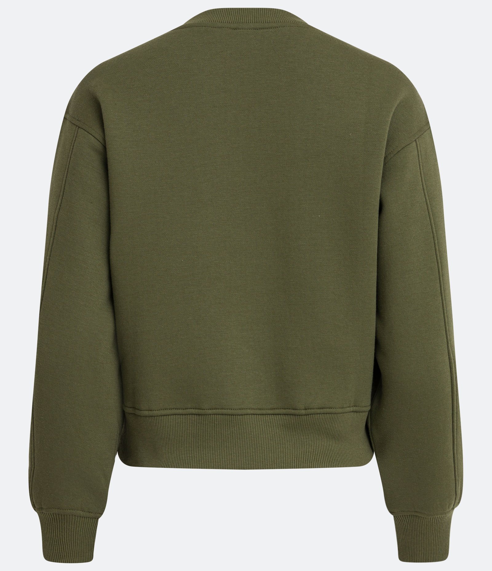 Blusão Cropped Básico em Moletom com Gola Redonda Verde 2