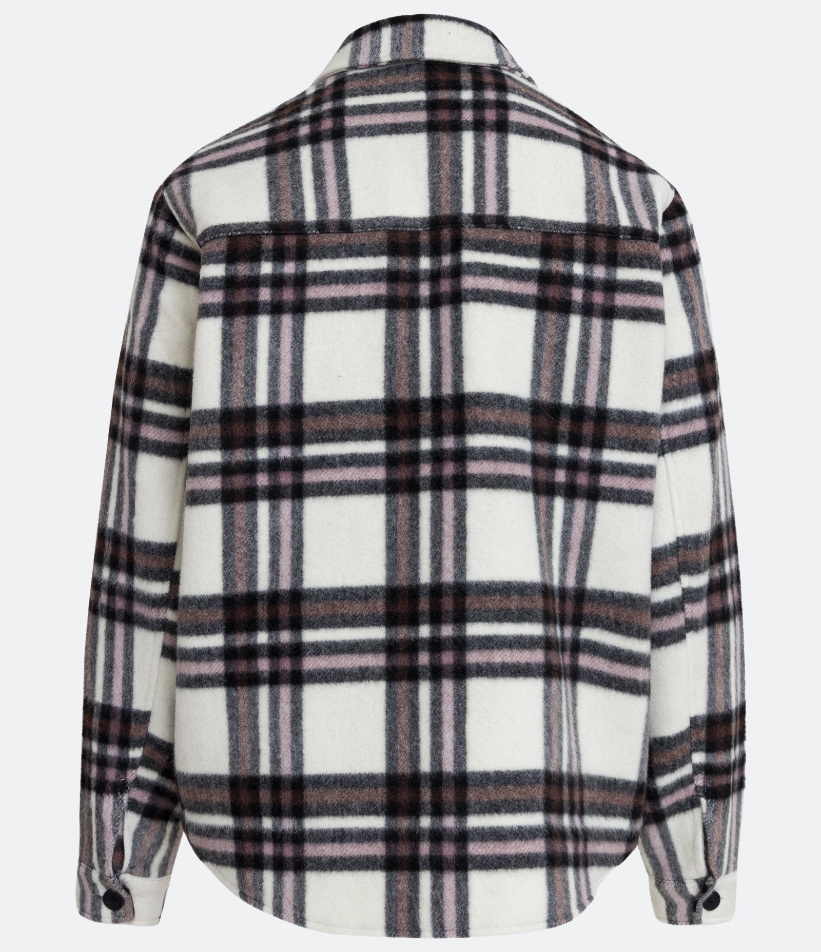 Jaqueta Overshirt com Estampa Xadrez e Bolsos Frontais Branco/Preto 2