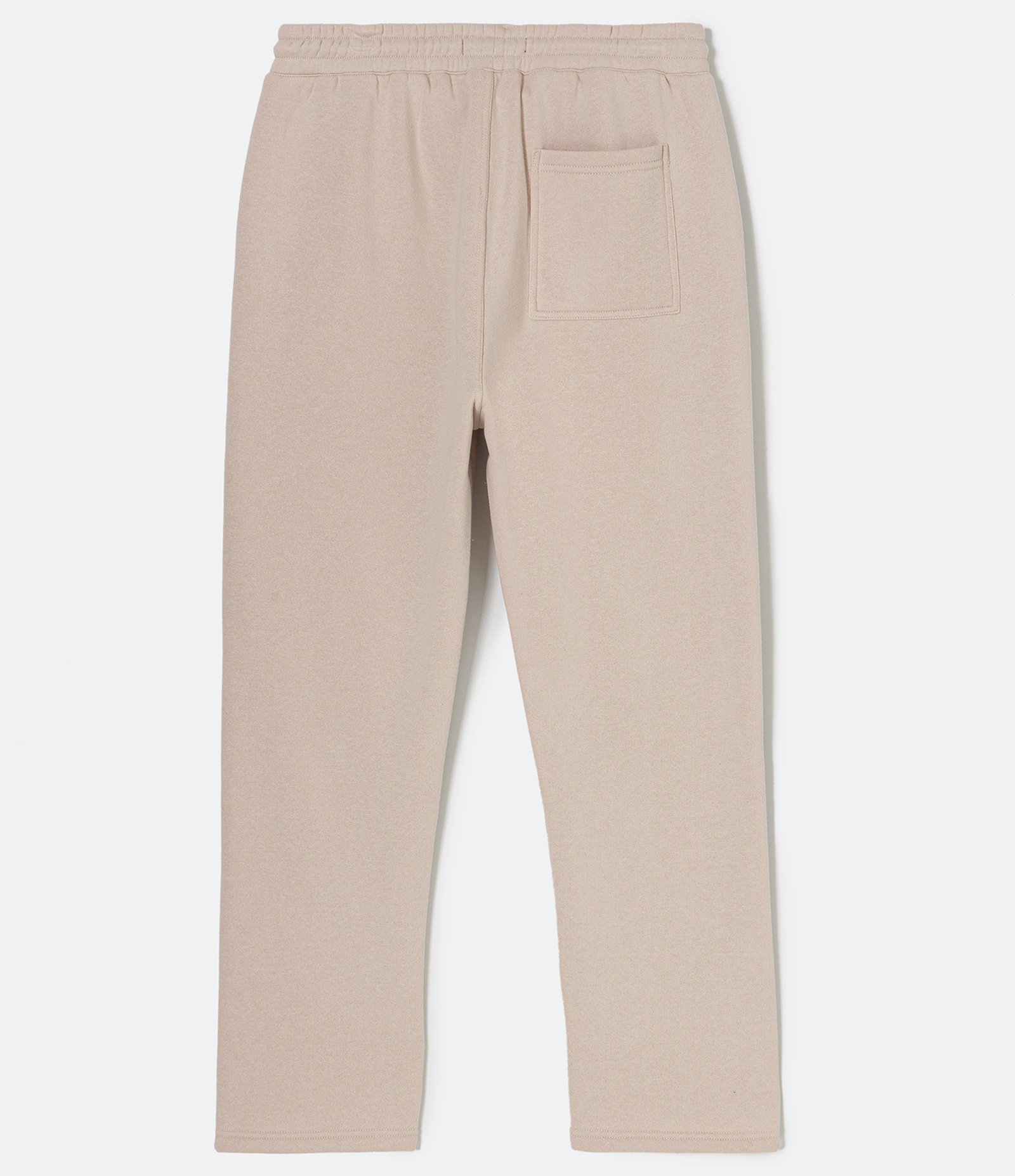 Calça Reta Básica em Moletom com Amarração e Bolsos Bege 2