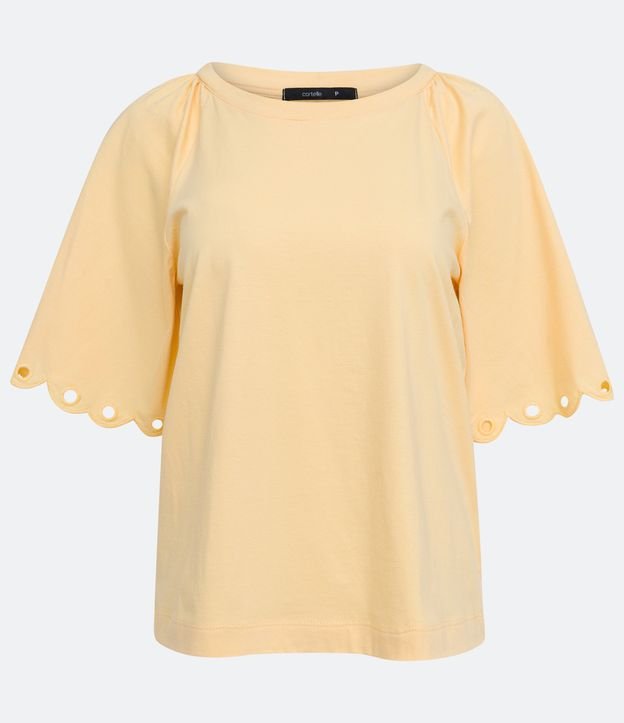 Blusa en Algodón con Manga Godê y Volados Amarillo 5