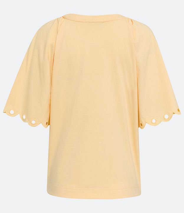 Blusa en Algodón con Manga Godê y Volados Amarillo 6