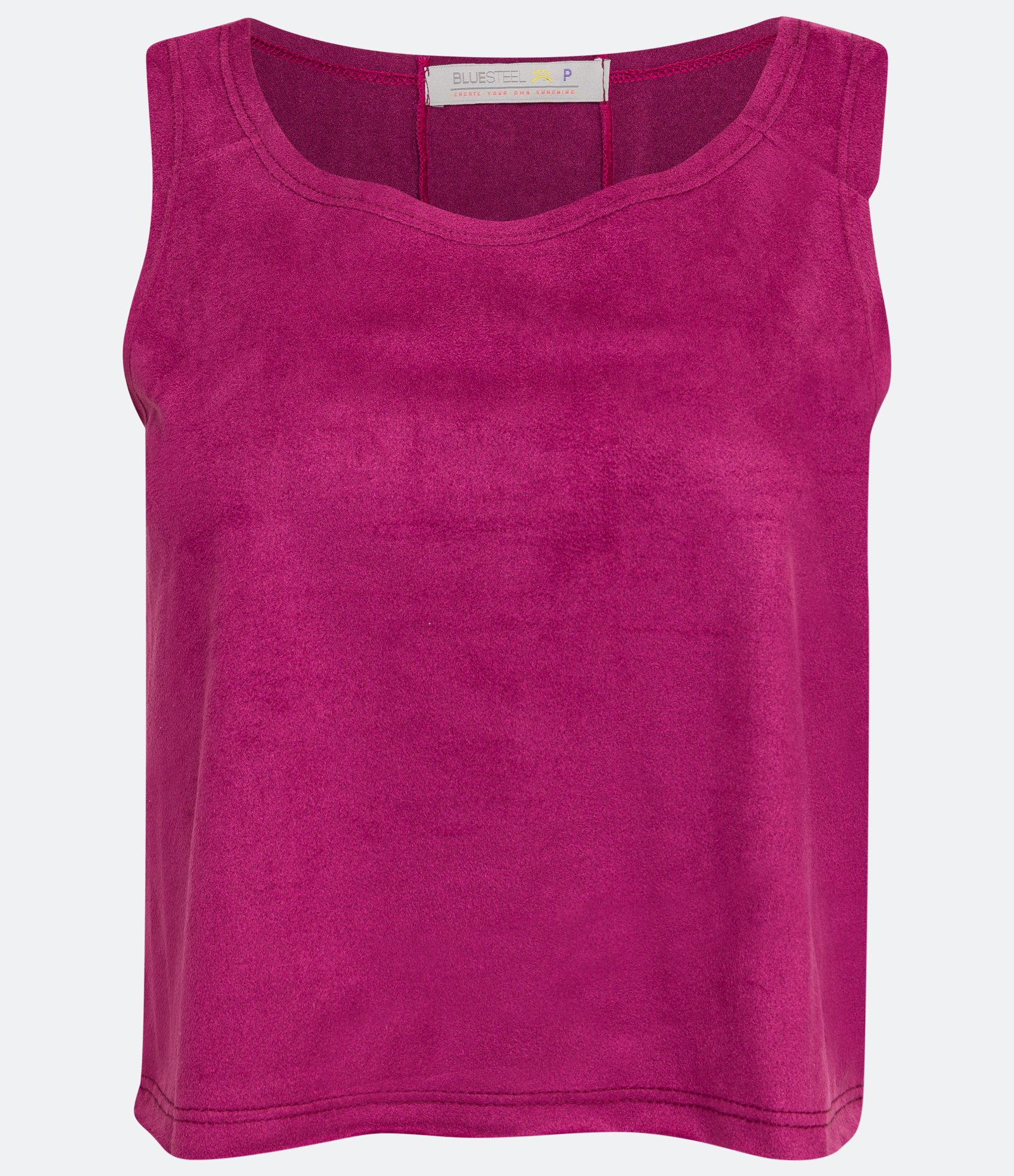 Blusa Regata com Decote Redondo e Alça Larga Rosa Forte 1