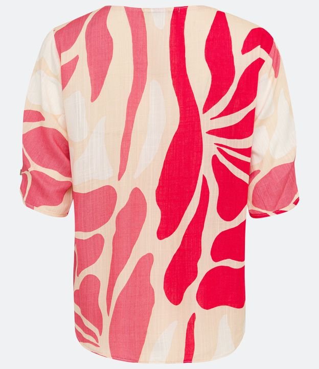 Blusa en Viscosa con Estampado Abstracto Rosado 6