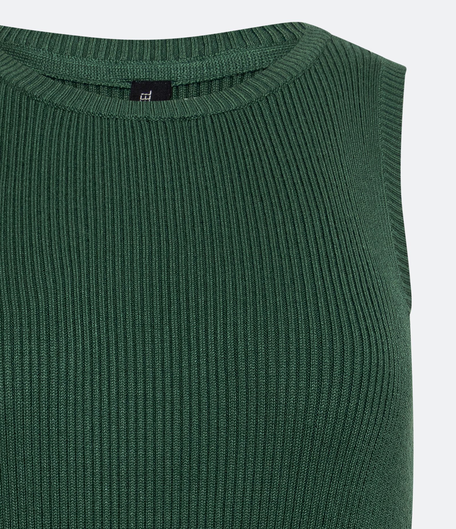 Vestido Curto em Tricô com Gola U Verde 7