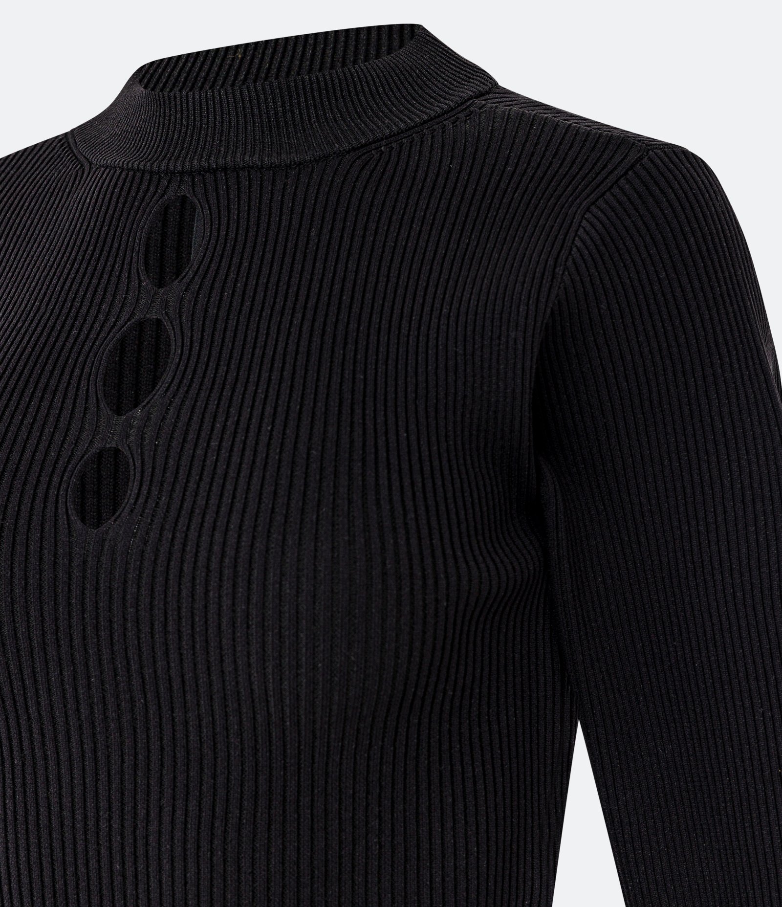 Blusa Cropped em Tricô com Abertura no Busto Preto 3