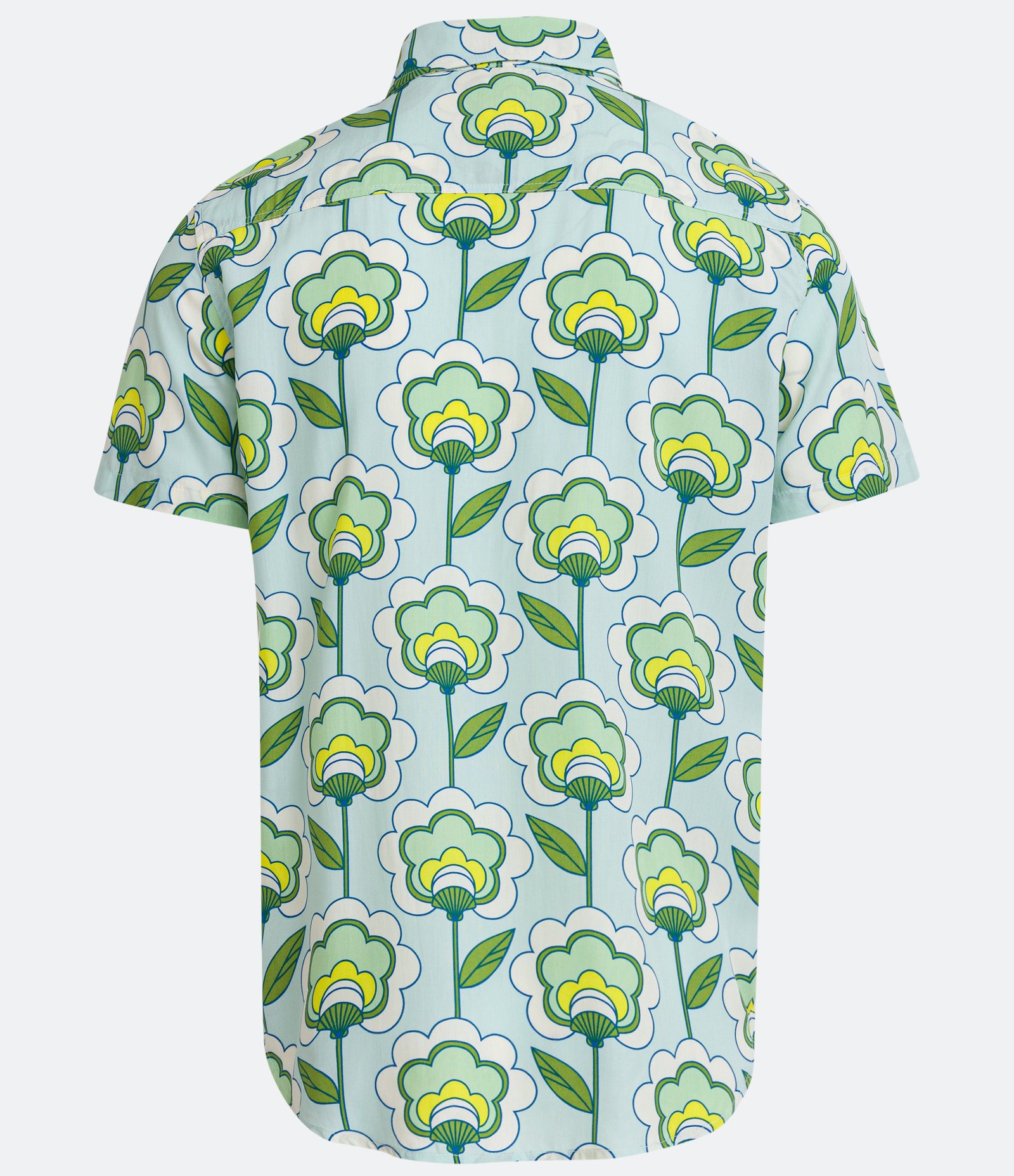 Camisa Regular em Viscose com Estampa de Flores Retrô Verde 2