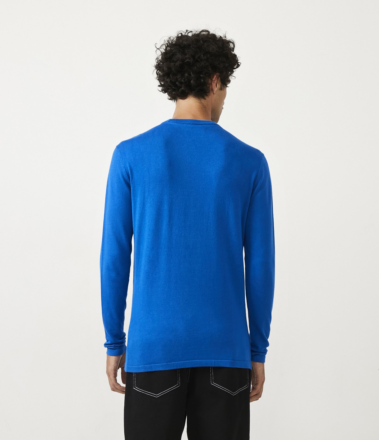 Suéter Slim em Tricô com Manga Longa Azul 3