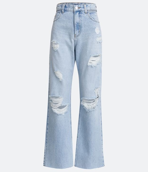 Pantalón años 90 en Jeans con Etiqueta Summer Aplicada en la Cintura Azul 6