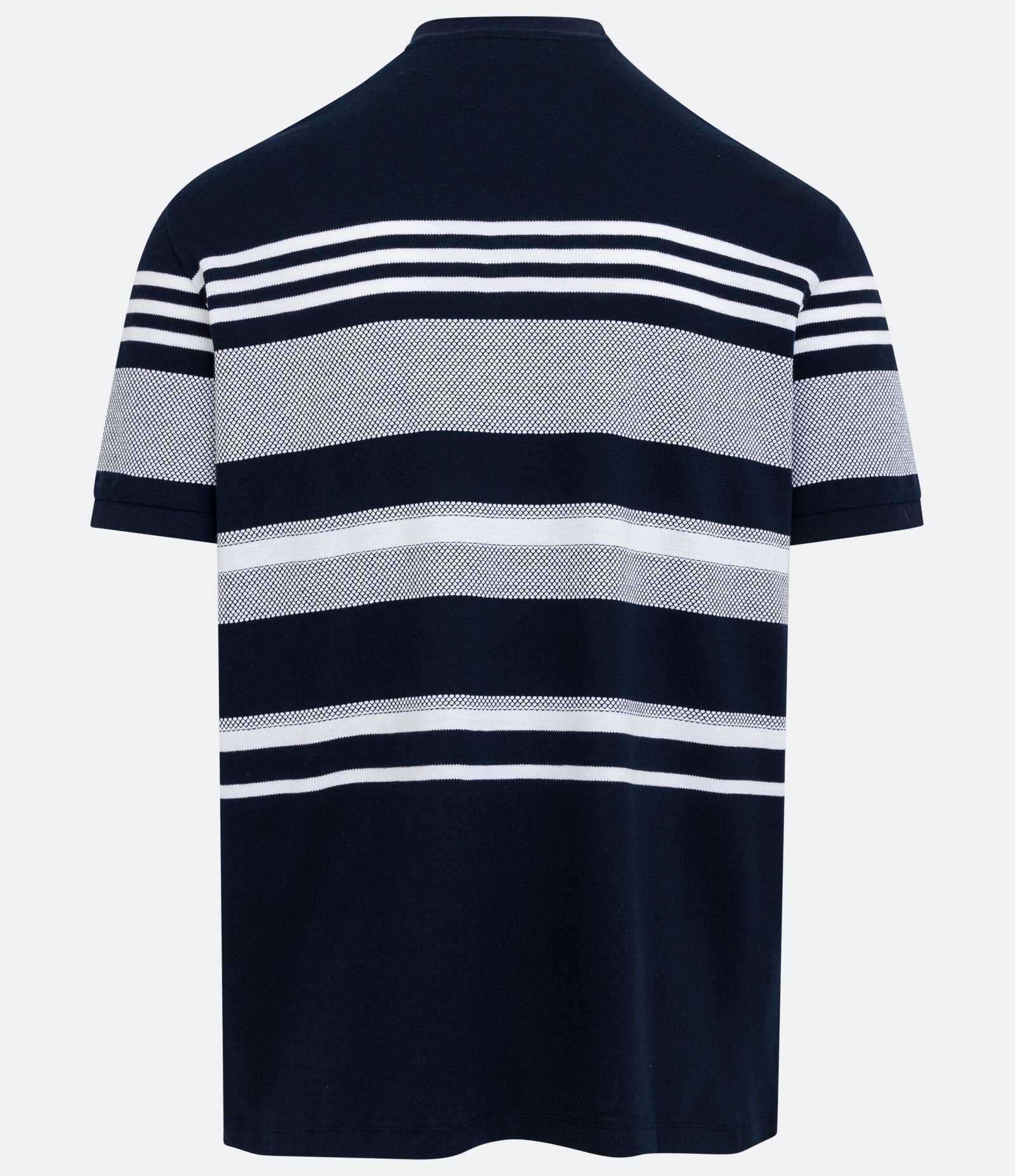 Camiseta Regular em Algodão com Textura Listras e Blocos Contrastantes Azul Escuro 6