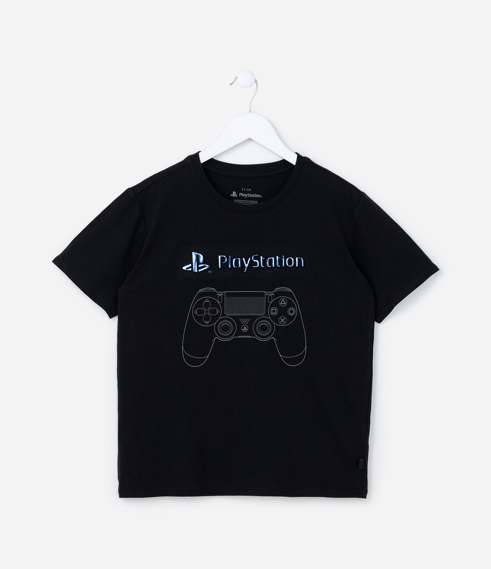 Camiseta Infantil com Estampa em Auto Relevo PlayStation - Tam 5 a 14 Anos Preto 1