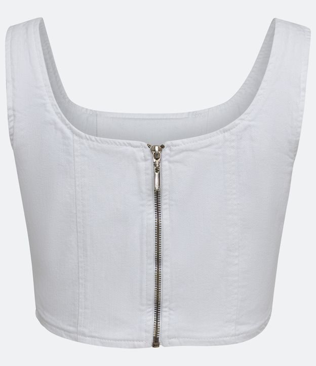 Blusa Cropped sin Manga en Sarga con Design Corpiño Blanco 8