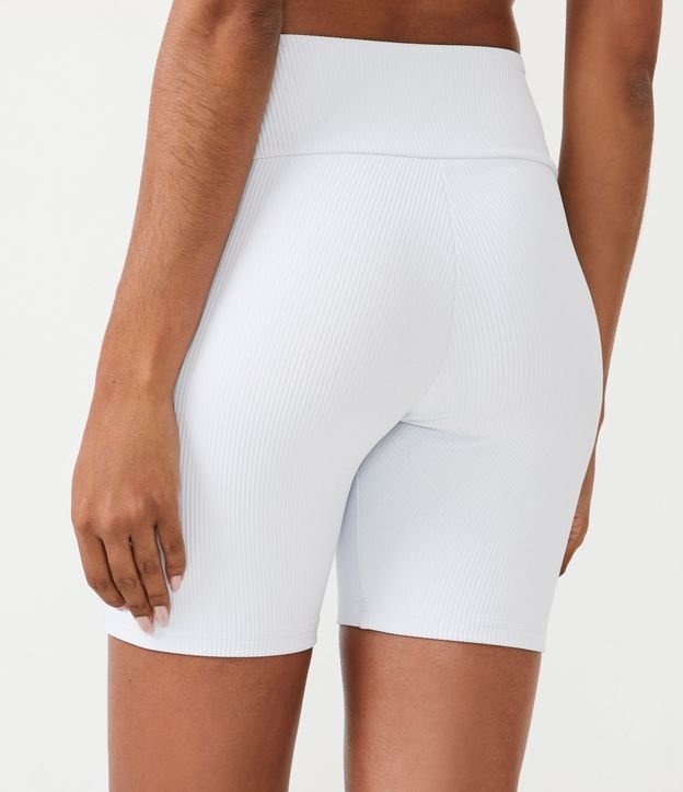 Bermuda Ciclista Deportiva en Poliamida con Textura Acanalada Blanco 4