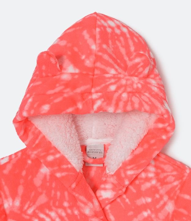 Bata de Baño Infantil en Fleece Tie Dye con Orejas en la Capucha - Talle P al GG Naranja 3
