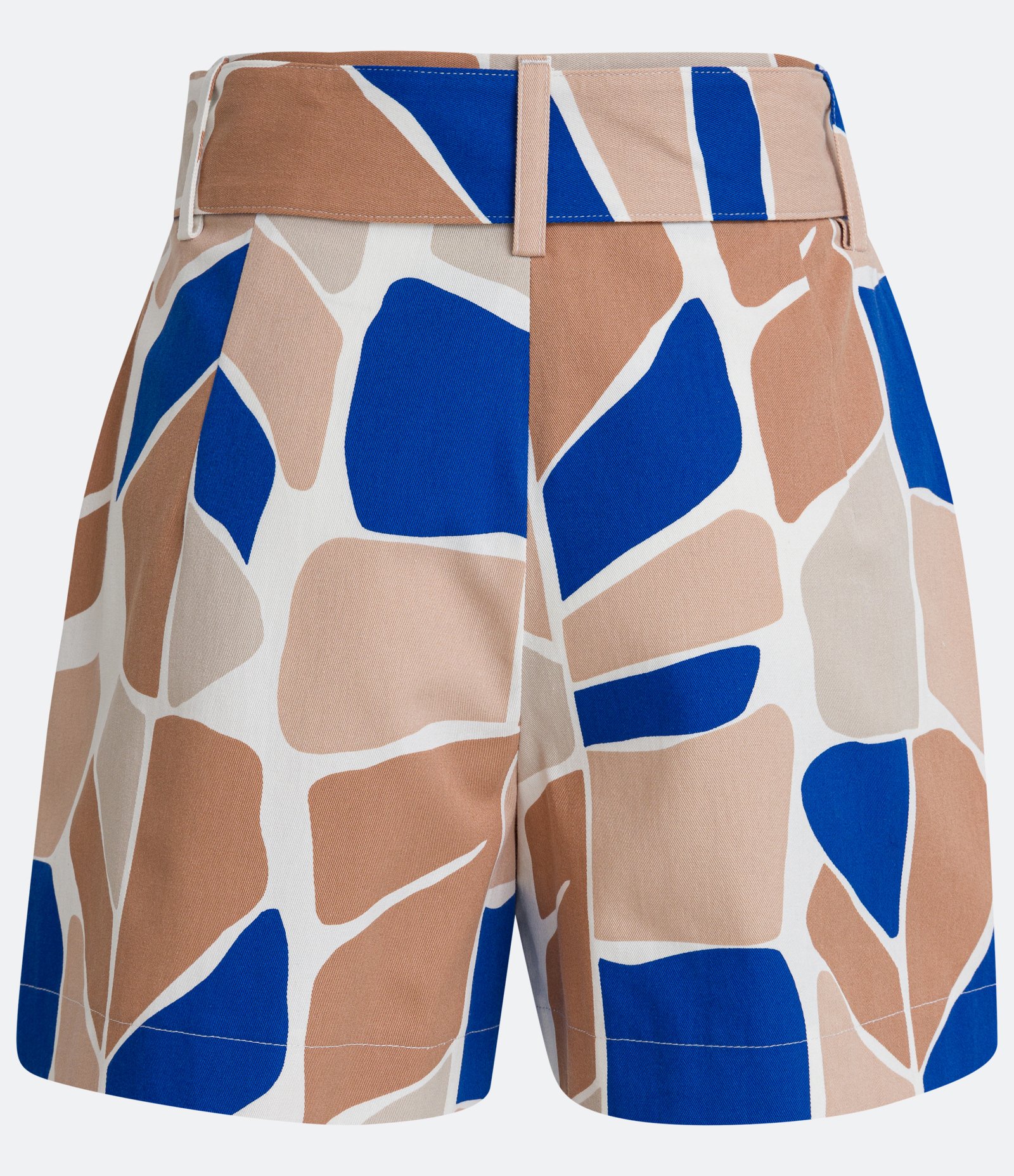 Short em Algodão com Cinto e Fivela Forradas com Estampa Folhagem Bege 6