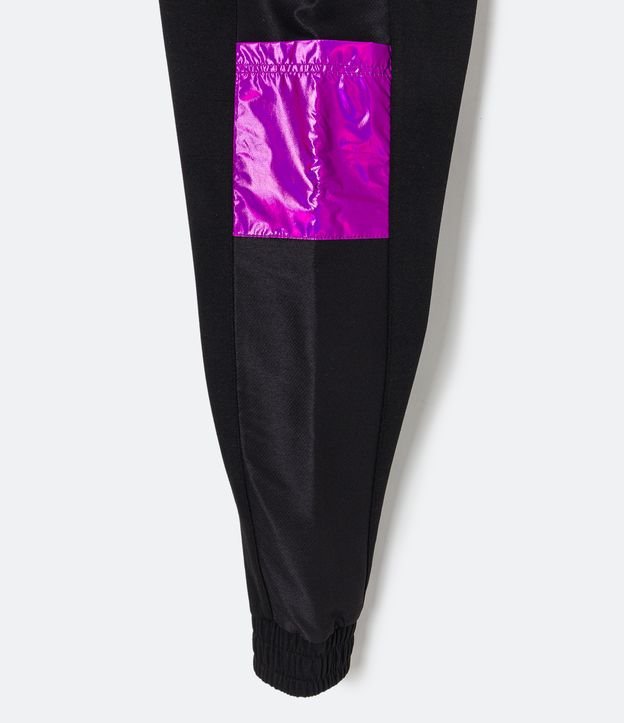 Pantalón Infantil con Recortes en Tela y Detalle Metalizado - Talle 5 a 14 años Negro 3