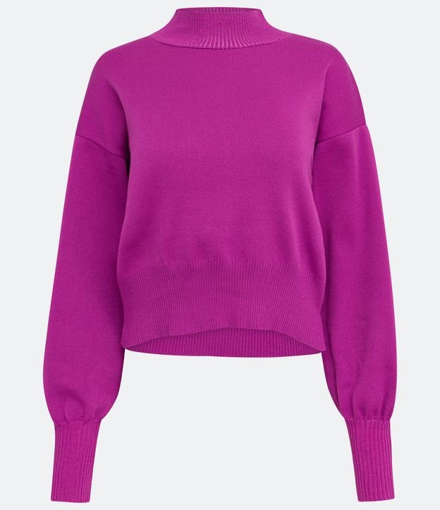 Buzo Suéter de Punto con Cuello Alto Violeta 7