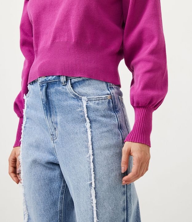 Buzo Suéter de Punto con Cuello Alto Violeta 6