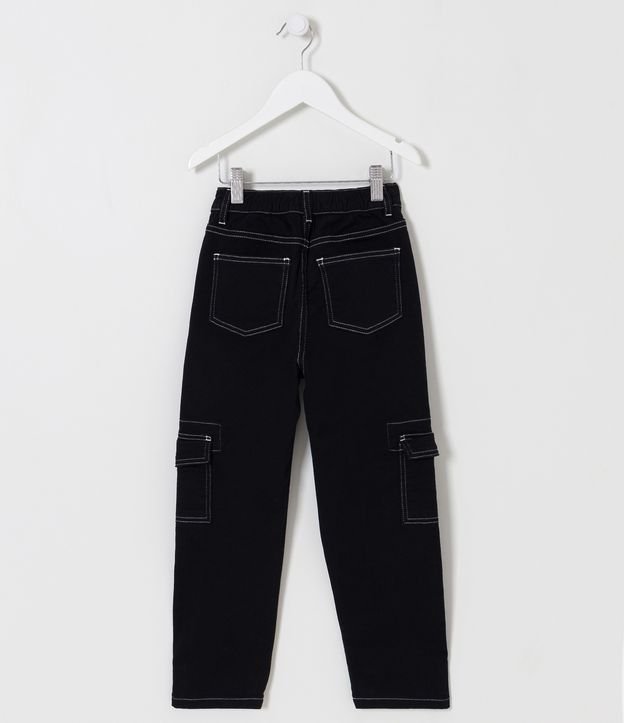 Pantalón Infantil con Bolsillos y Costuras Diferenciadas - Talle 5 a 14 años Negro 2